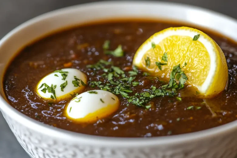 A bowl of mock turtle soup