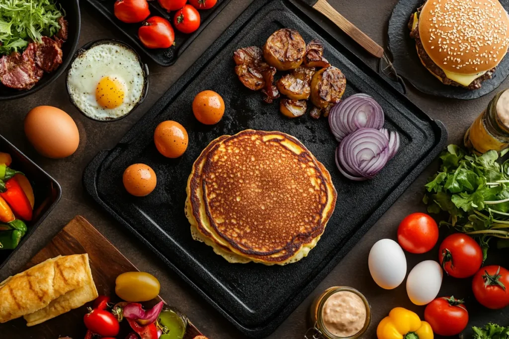 A variety of best Blackstone recipes on a griddle.