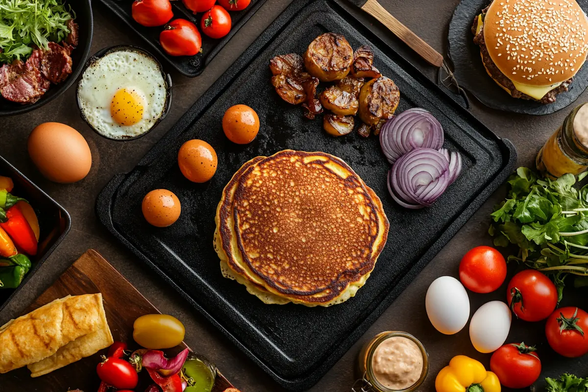 A variety of best Blackstone recipes on a griddle.
