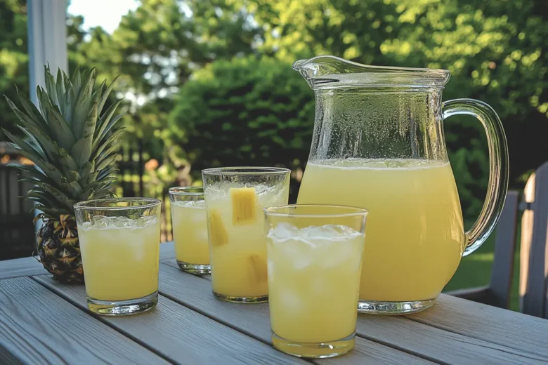 Refreshing glass of pineapple lemonade