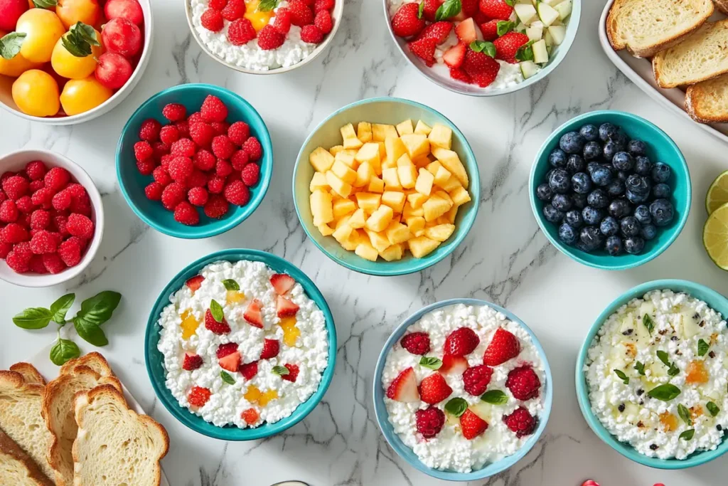 Cottage cheese breakfast recipes displayed on a rustic table