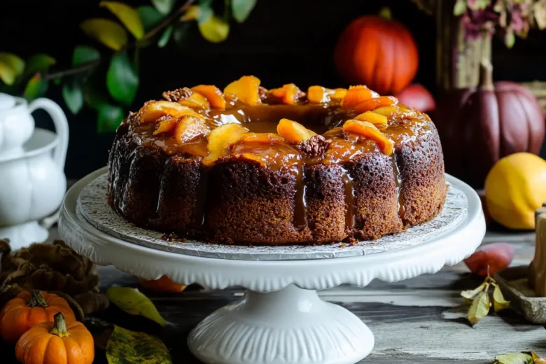 Delicious persimmon pudding cake on a plate