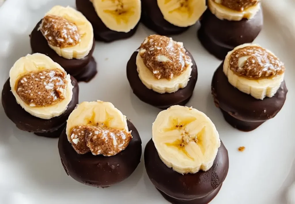 Delicious chocolate almond butter banana bites ready to eat
